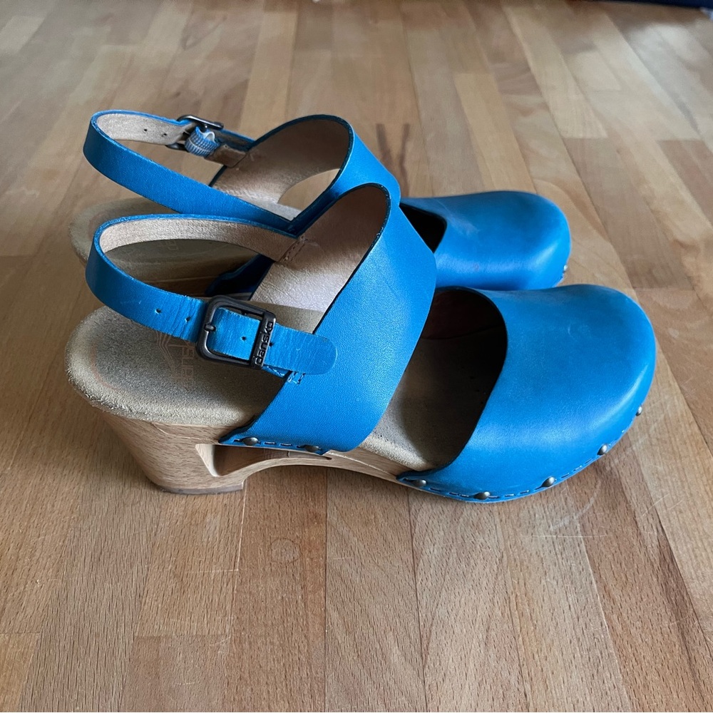 Blue Leather Dansko Clogs